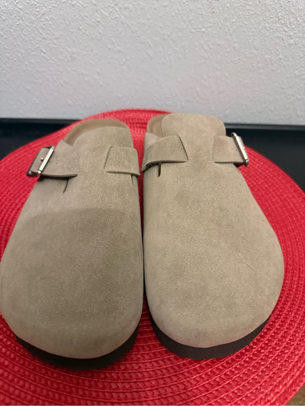 Women's Betsy Clog Mule Flats - Universal Thread Taupe 10 Slip-On Faux Leather